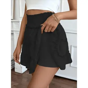 Women's flat pleated shirt layered, casual and fashionable cute fit short skirt, suitable for daily vacation wear, women's underwear suitable for wearing all seasonsRAIMENTRY