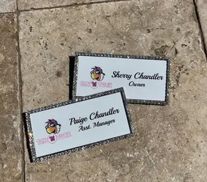 Name Badge - Metal Bling Badge w/ Rhinestones