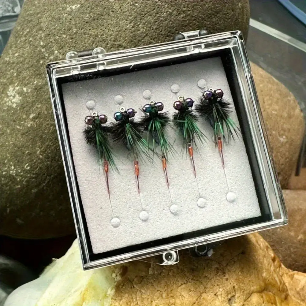 5-Pack Hand-Tied Fly Fishing Lure Set - Realistic Treble Hook Flies for Trout, Bass & Panfish in Fresh/Saltwater