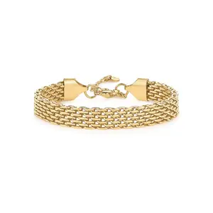 Eloria Jewelry B Waterproof Chunky Chain Bracelet for Women - 14K Gold Plated Trendy Adjustable Chain Bracelet - Lightweight Stainless Steel Jewelry