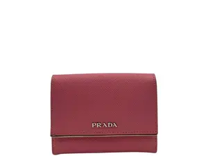 Pre-owned PRADA LEATHER Small Leather Goods SAFFIANO SHORT WALLET IN LIGHT PINK