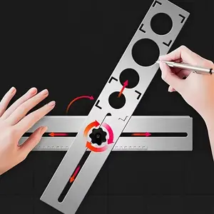 [Golden Adjustable Ceramic Locator] A Multifunctional Ceramic Tile Drilling Locator, Adjustable Ceramic Tile Locator Made Of Golden Material, Drilling Guide Tool For Ceramic Tile Installation, Positioning And Measuring Switch Box For Drilli