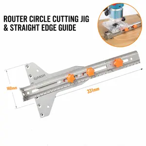 GJANSH Multi-Functional Router Circle Jig and Straight Guide Track, 2-in-1 Aluminum Router Milling Bracket, Adjustable Circular Cutting Guide & Straight Edge Guide for Woodworking Trimming Slotting