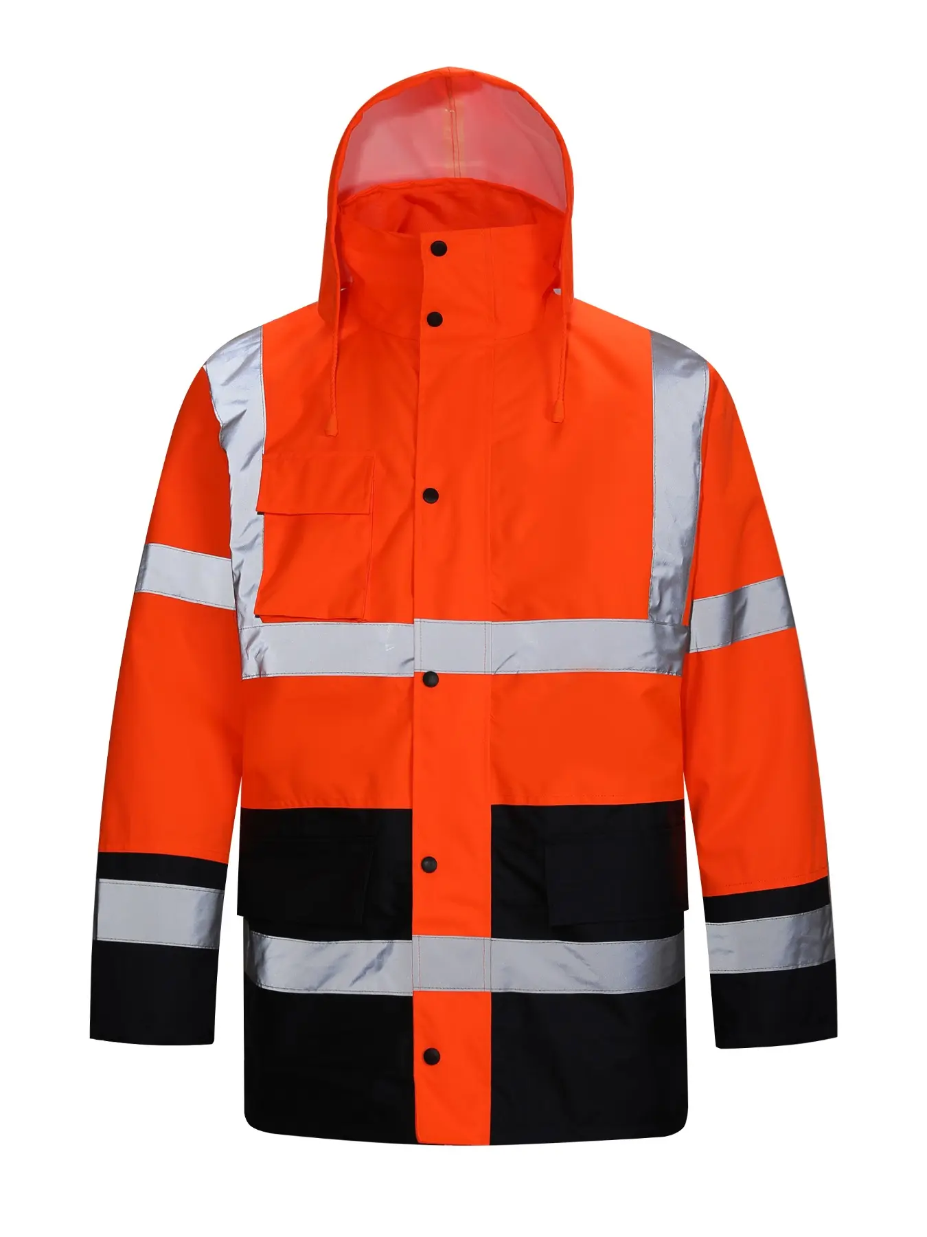 Men's Fall Winter Waterproof Reflective Jacket, Long Sleeve, High Visibility, Multiple Pockets, Outdoor Sports, Cold Weather, Reflective Safety