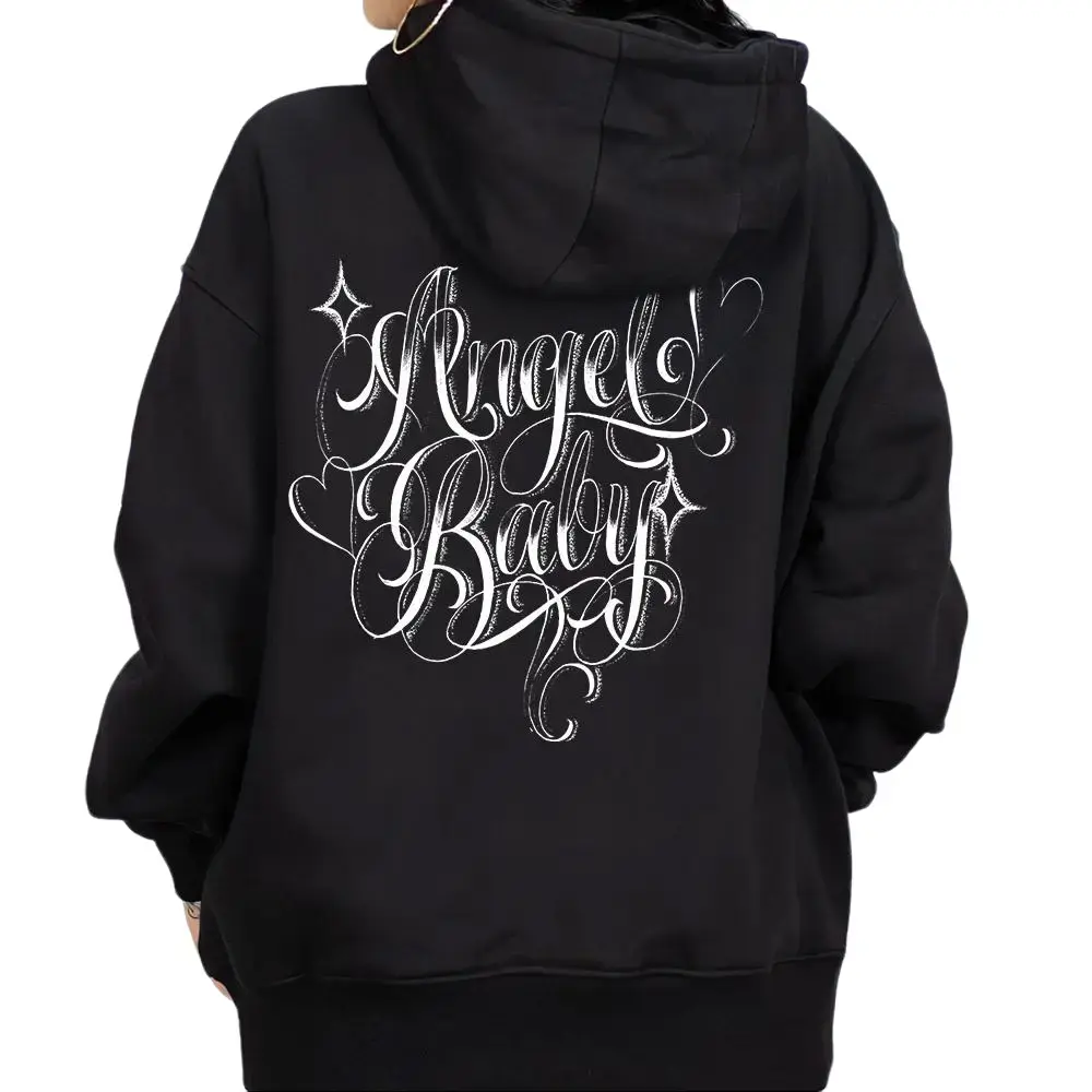 Angel Baby, Chicano Clothing, Chicana Art, Cholo Chola outfit Cotton Fabric Menswear Casual, Streetwear hoodie T-Shirt S-3XL