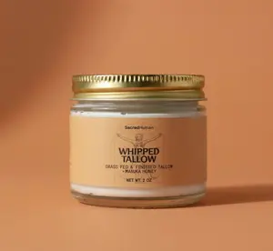 SacredHuman Organic Grass-Fed Whipped Tallow with Raw Manuka Honey 100% Natural Ingredients Handmade Moisturizer Body Cream Soft Smooth Radiant Skin Antibacterial Blend Calming Repair