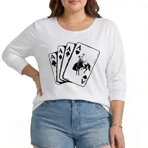 Western Graphic Tee Women Vintage Cowgirl Shirt Four Aces Playing Cards Rodeo Bronco Rider Country Aesthetic Nashville Outfit Boyfriend Fit Butter Soft Tee