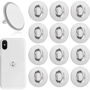 12 count Phone Charm Hook,  Metal Finger Ring Stand Adhesive Round Phone Finger Grip Holder Cute Universal Phone Grip Loop for Mobile Phone Case Pad Tablet DIY Accessories