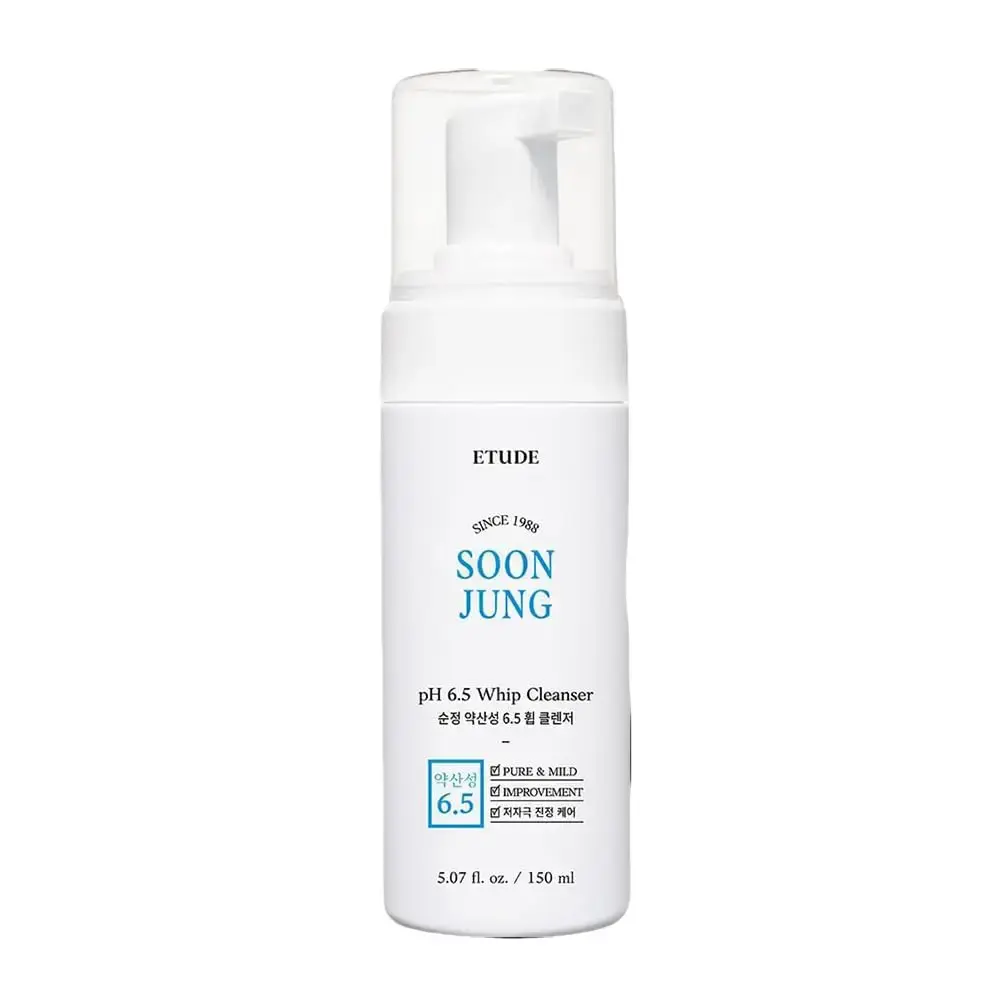 ETUDE SoonJung pH 6.5 Whip Cleanser | Mild Micro Foaming Face Wash for Sensitive Skin, Soothing, Barrier Repair, Low pH, Vegan Certified, Non-comedogenic