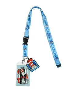 Dr. Seuss Cat In The Hat Breakaway Lanyard ID Badge Holder 2" Rubber Character Charm for Keys Keychain