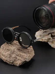 One-mirror with Multiple Uses, Manual Dimming Sunglasses, Adjustable Tint Polarized Round Sunglasses, UV Protection Eyewear for Men