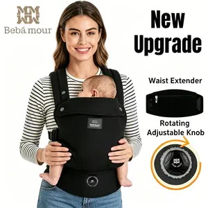 【Bebamour】 Baby Carrier Upgraded - Ergonomic Cozy Lightweight for 7-45lbs, Rotating Adjustment Lock Key, Waist Extender, Effortless On, Enhanced Lumbar Support, Purehug Hands-Free Carrier for Infant to Toddler