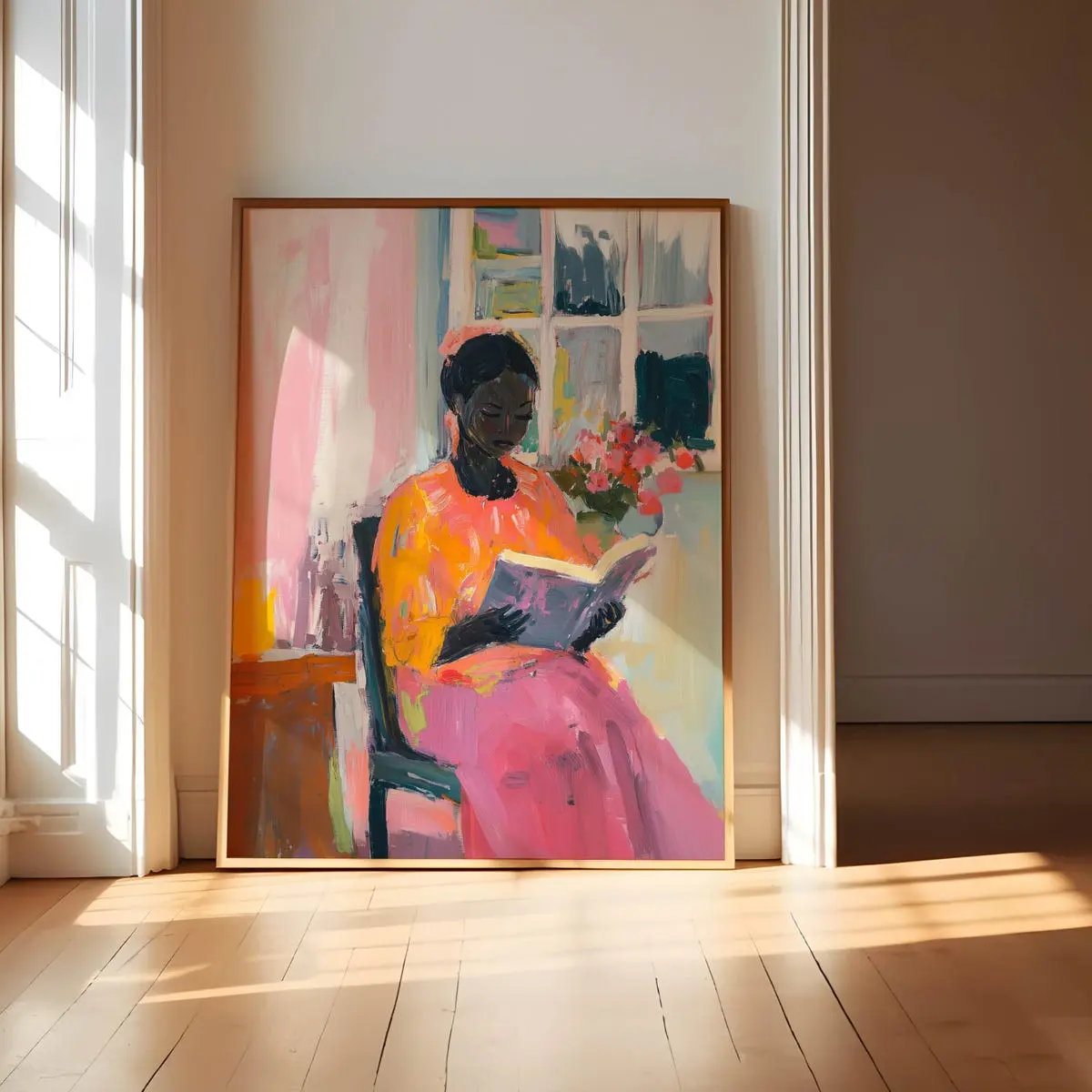 Printings of Black Women, Reading Printings, Black Woman Still Life, Black Woman Reading Art, Pictures of Black Women, Black Girl Reading, Room Decor, Unframed - 5 Sizes (8x12–27x40 inch)
