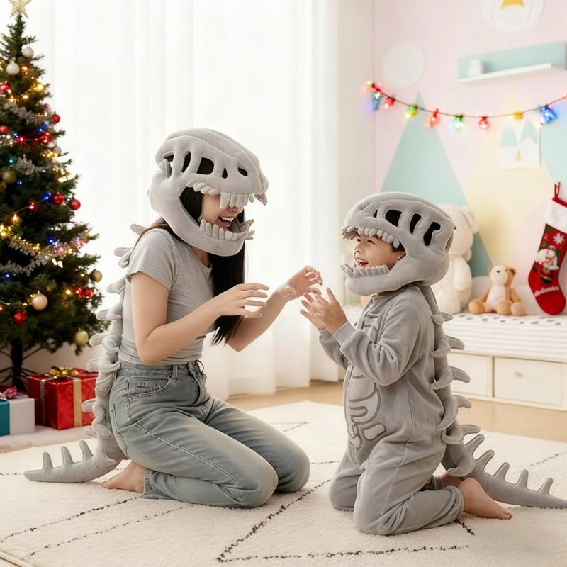 3D Realistic Dinosaur Skeleton Costume Full Body Plush Suit - T-Rex Velociraptor Cosplay for Kids Teens Adults Halloween Christmas Party, Gift, Photoshoot, Role Play