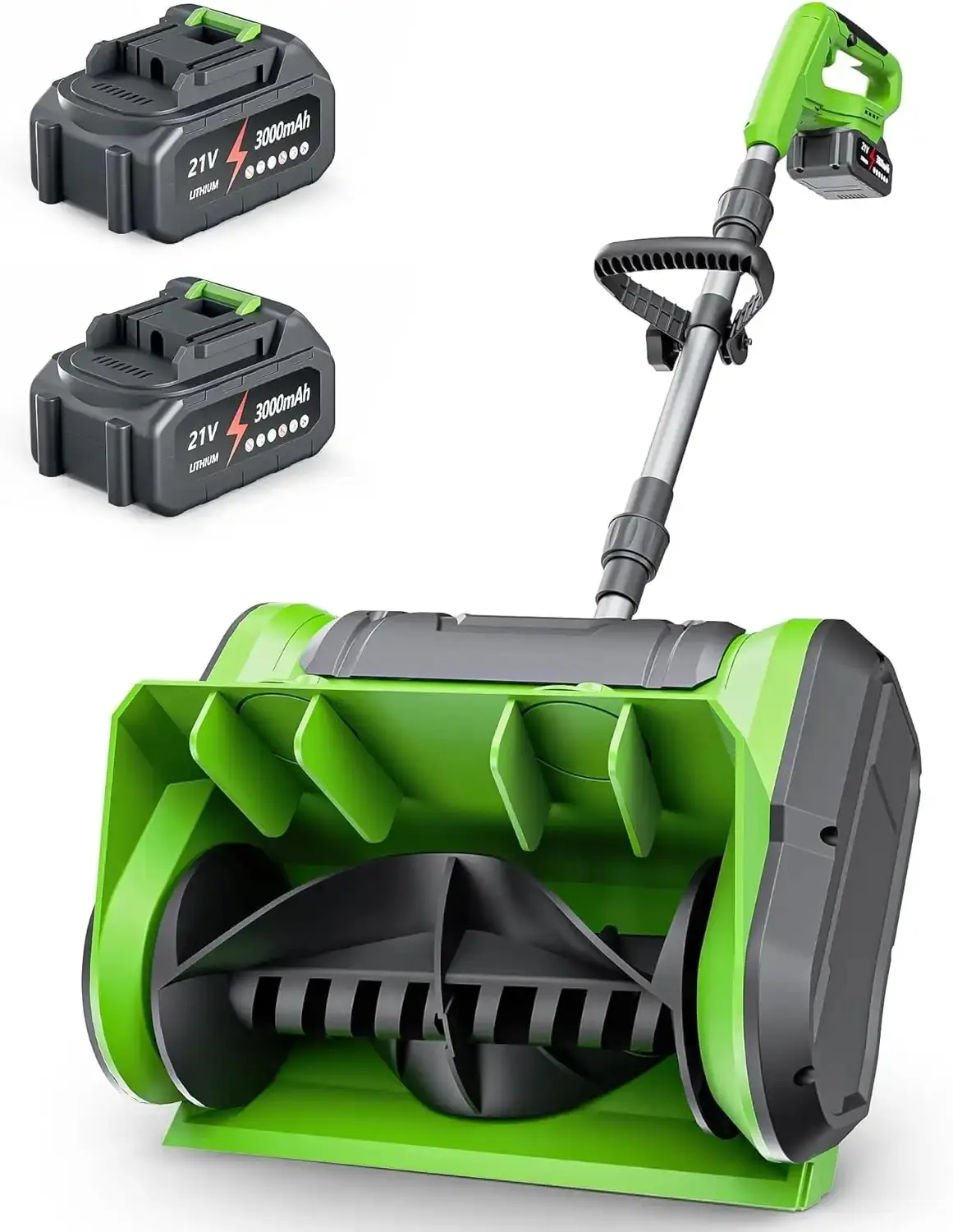Electric Cordless Snow Shovel, 2X 3.0Ah/ 21V/ 12-Inch Battery |     Snow Blower with Directional Plate & Adjustable Front Handle for Driveway Sidewalk, Steps, Patio (Charger Included)