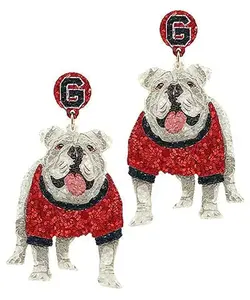 Nothing Finer In The Land Bulldog Glitter Earrings Diamond Studs Flatbackearrings