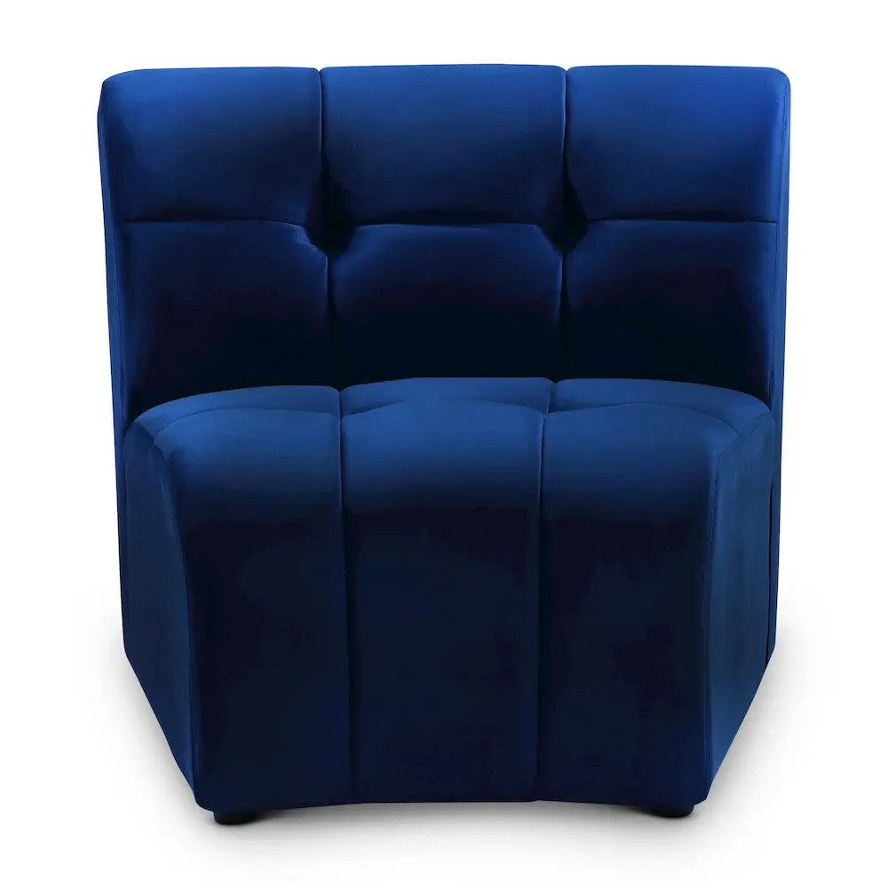 Contemporary Navy Velvet Upholstered Modular Chair - Button Tufting, Customizable Indoor Furniture for Contemporary Home Decor
