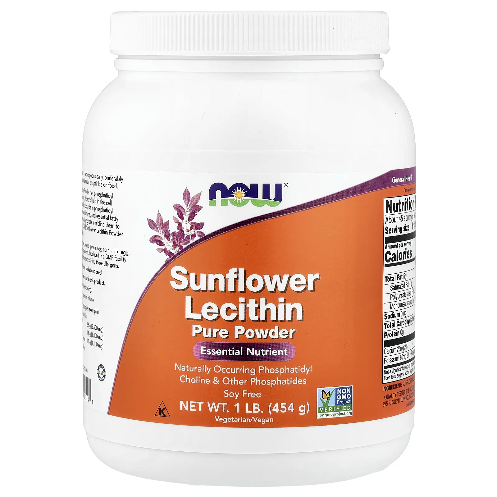 NOW Foods Sunflower Lecithin Pure Powder, 1 lb (454 g) NOW Foods Sunflower Lecithin Pure Powder, 1 lb (454 g)