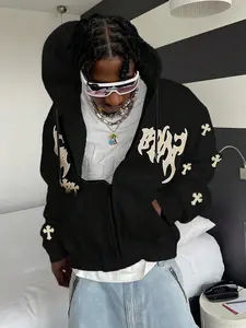 Men's Full Print Hoodie, Street Casual Zip-Up Sweatshirt, Long Sleeve Fitted Design, Perfect for Daily Wear & Outdoor Activities