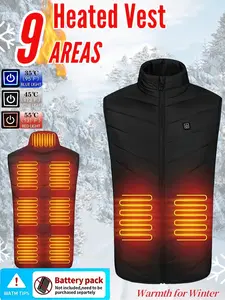 Unisex Smart Heating Vest, Zipper Vest, with 9-Zone Heating, USB-Powered Warm Jacket for Winter Outdoor Sports, Ideal for daily wear and outdoor activities in winter, and makes a gift for Halloween and Christmas (battery or power adapter required)