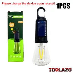 Type-C & Solar Rechargeable Camping Lantern, 3-Mode Portable LED Tent Light with Hook - Waterproof Hiking, Emergency Light Bulb for Power Outage, Camping, Backpacking, Outdoor & Indoor Use