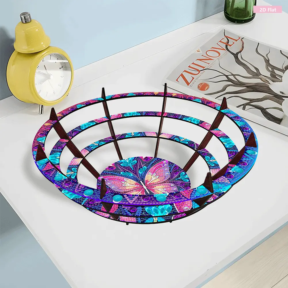 Diamond Painting Kit DIY Diamond Wooden Snack Storage Tray Diamond Art Painting Candy Plate DIY Handmade Dot Diamond Decorative Plate for Parties Festivals Family Gatherings