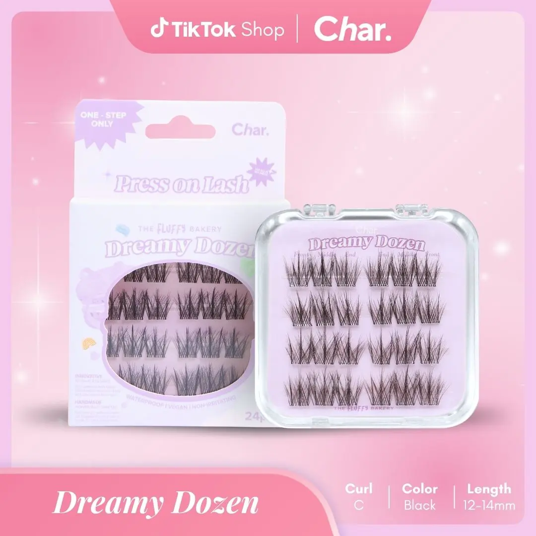 Dreamy Dozen-  Pre-glue Lashes ,Fluffy Long Flirty, 5D C Curl 12-14mm