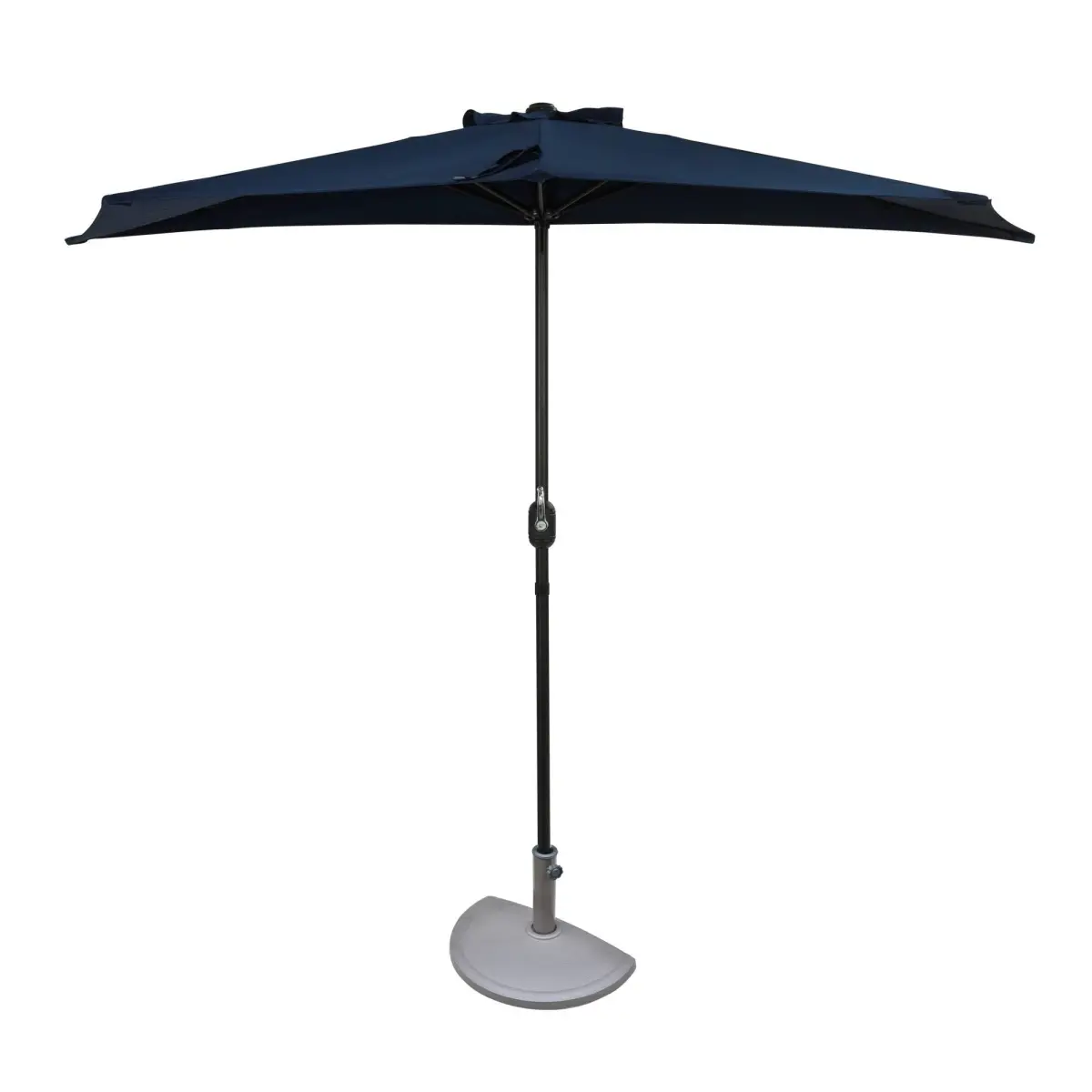 9 ft. Sturdy Bronze 6-Rib Polyester Lanai Half-Umbrella, Navy Blue, 7.75' h x 4.5' w x 9' l, Assembly Required, 9 Ft. Diameter