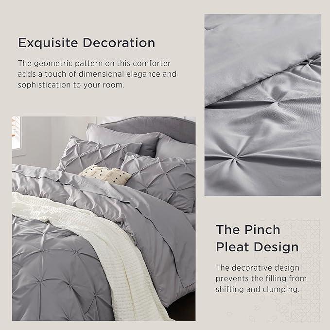 7 PCS-Bedsure Soft  Pintuck Messy Bedding Sets - Multi-Color,Cloud-like,Ultra-Soft,Machine Washable,Luxury Bedroom Decor Accessories,Breathable,All-Season King Size Comforter Sets,Hotel Quality, Restful Sleep, Geometric Pattern