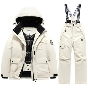 Winter Comfortable Children's Ski Coat and Pants 2-Piece Set Warm Waterproof Boys Girls Outdoor Sports Skiing Snowboarding Sweat Suit