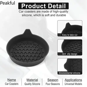 4 Pack Black Silicone Car Cup Coaster, Trending Universal Non-Slip Cup Holder Insert, Practical Auto Interior Daily Accessory, soft shockproof texture & stable anti-slip performance, suitable for daily driving drink placement and car interior protection