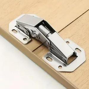 Stainless Steel Cabinet Hinge, 90-Degree Spring Hidden Hinge for Frameless Kitchen Cabinets, Surface Mount, Contemporary Style, Polished Finish