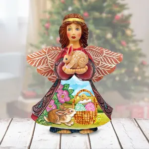 G.DeBrekht 516662 6x5 in. Handcrafted Easter Angel with Bunny, Traditional Festive Decoration, Tree Ornament, Ideal Gift (Home & Party Supplies)