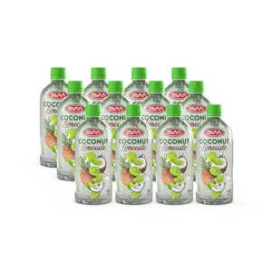 BAA Coconut Limeade Drink with Boba Coconut Pearls - 12 Bottle Pack, Vegan, Gluten-Free - Tropical & Refreshing Low Calorie Beverage