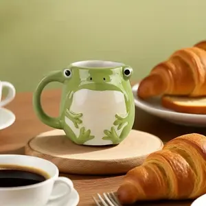 Ceramic Frog Mug, Hand-Painted 3D Animal Ceramic Cup for Coffee or Water