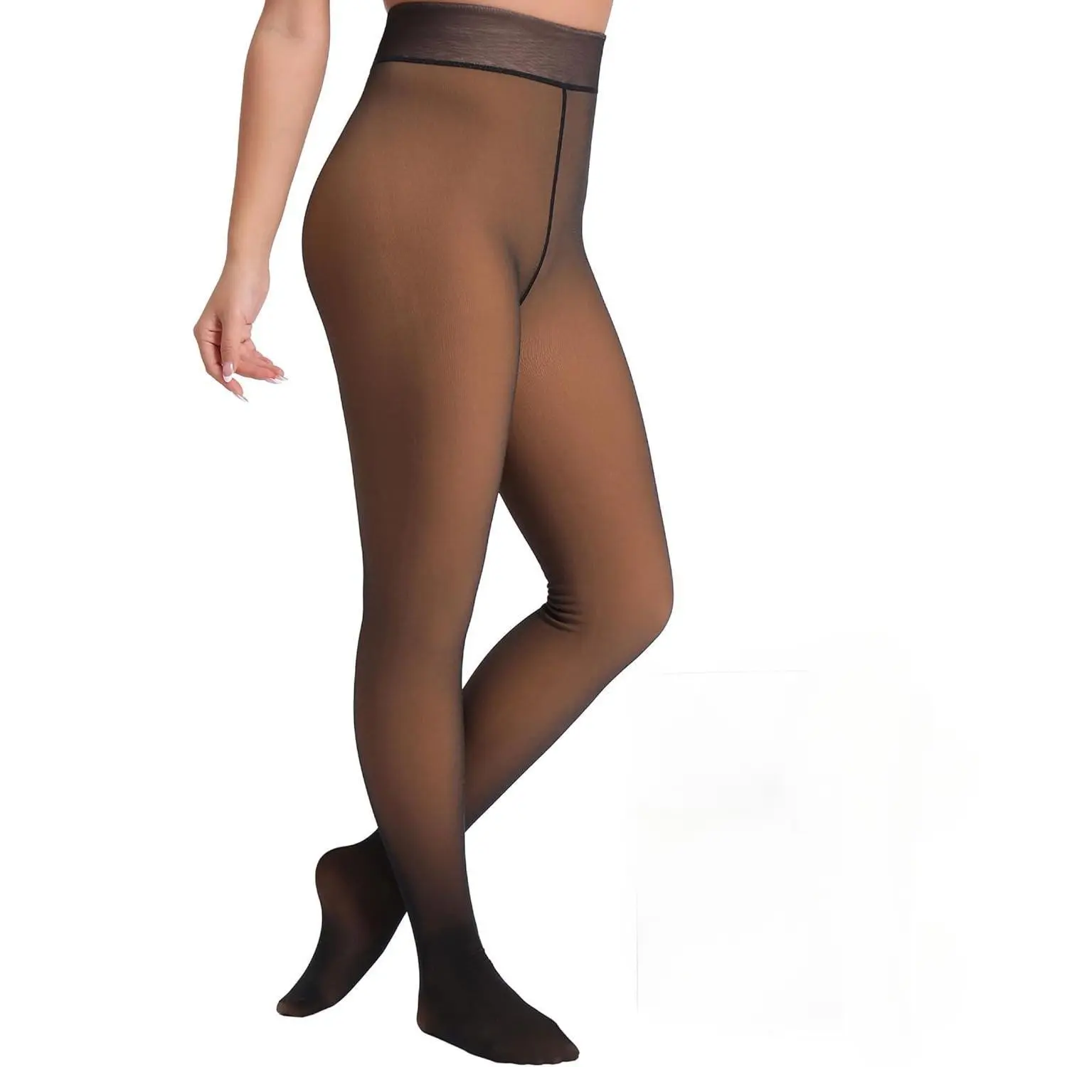 Womenswear, Fleece Lined Tights Sheer Women - Fake Translucent Warm Pantyhose Leggings Sheer Thick Tights  Comfortable Elastic Fabric Slim Fit