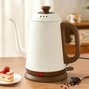 Gooseneck Electric Kettle 1L, 1000W  Boiling for Pour-Over Coffee & , 304 Stainless Steel ,  Flow Spout, Auto Shut-Off & Boil-Dry Protection, Retro Style (White)