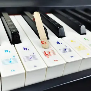 Piano Keyboard Stickers for 88/61/54/49/37 Key.Colorful,Staff,Numbered musical Notation; Note Full Set Stickers for White and Black ; Transparent and Removable