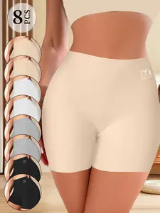 QUASTI 8PCS Women'S High Stretch Safety Pants, High Waisted Comfortable Flat Angle Pants, Women Body Slim Abdominal Underwear, Soft And Skin Friendly Suitable For Womenswear Birthday Gifts For Women