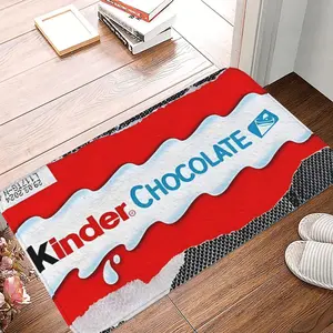 1 pc Christmas Decorations Non-slip Doormat Rainbow Kinder Chocolate Collage Living Room Kitchen Mat Outdoor Carpet Indoor Pattern Decor