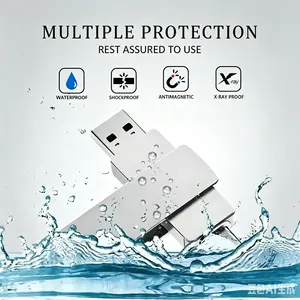 4TB 2-in-1 USB 2.0 Flash Drive, Type C-USB A High-Speed OTG Metal Waterproof Memory Stick for iPhone, iPad, Android Devices and Computers