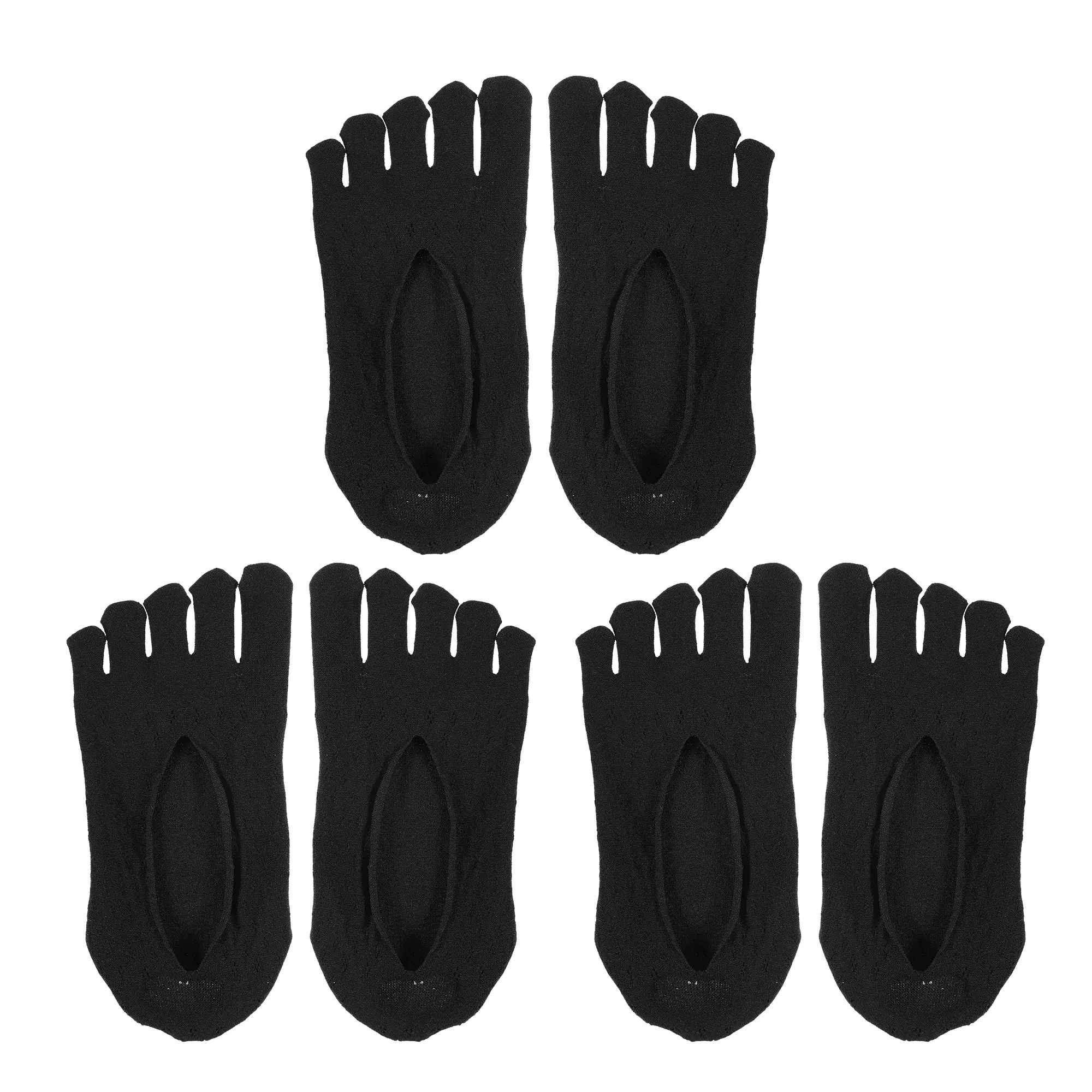 Allegra K 3 Pairs Invisible Five Fingers Socks,Hook Silk Five Toe Socks Mesh,Sexy Breathable Soft Fashion No Show Socks for Women,Black