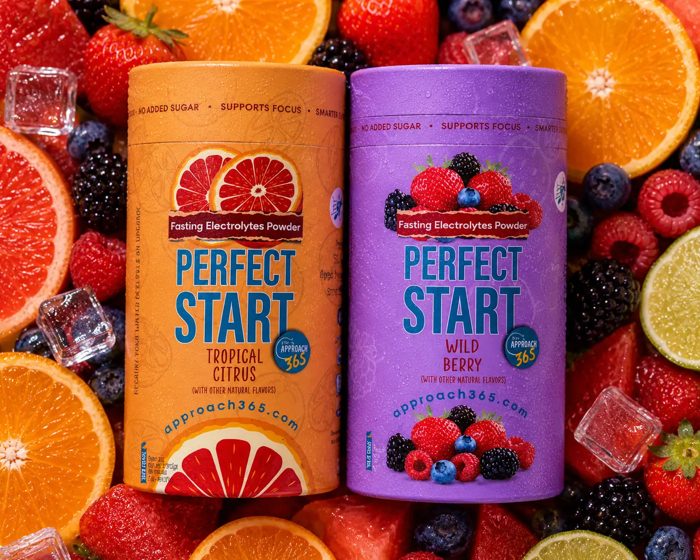 Perfect Start Electrolyte Powder Bundle - Pack of 3 (2 Tropical Citrus, 1 Wild Berry), 60 Sugar-Free Hydration Sticks for Fitness & Wellness Hydration