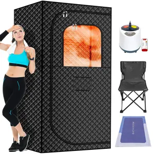 Extras Large Portable Steam Sauna Box, Portable Sauna for Home, Person Sauna Tent Sauna Box at Home Spa with 2.6L & 1500W±10%, Remote Control, Folding Chair, Home Sauna for Gym,Pilates,Garage,Hot Tub