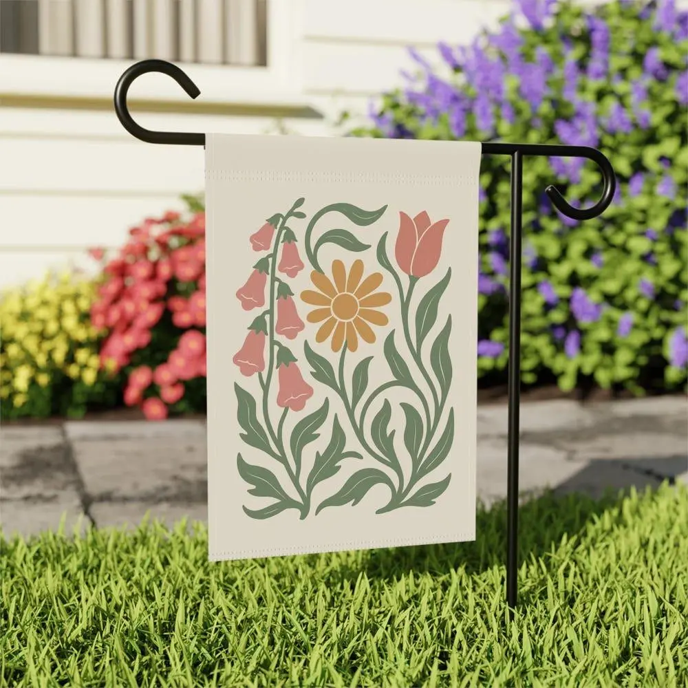 No Words Subtle Garden Flag FDT Garden Flag Foxglove Daisy Tulip Yard Sign Feminist Gift Political Signs Flower Market Banner
