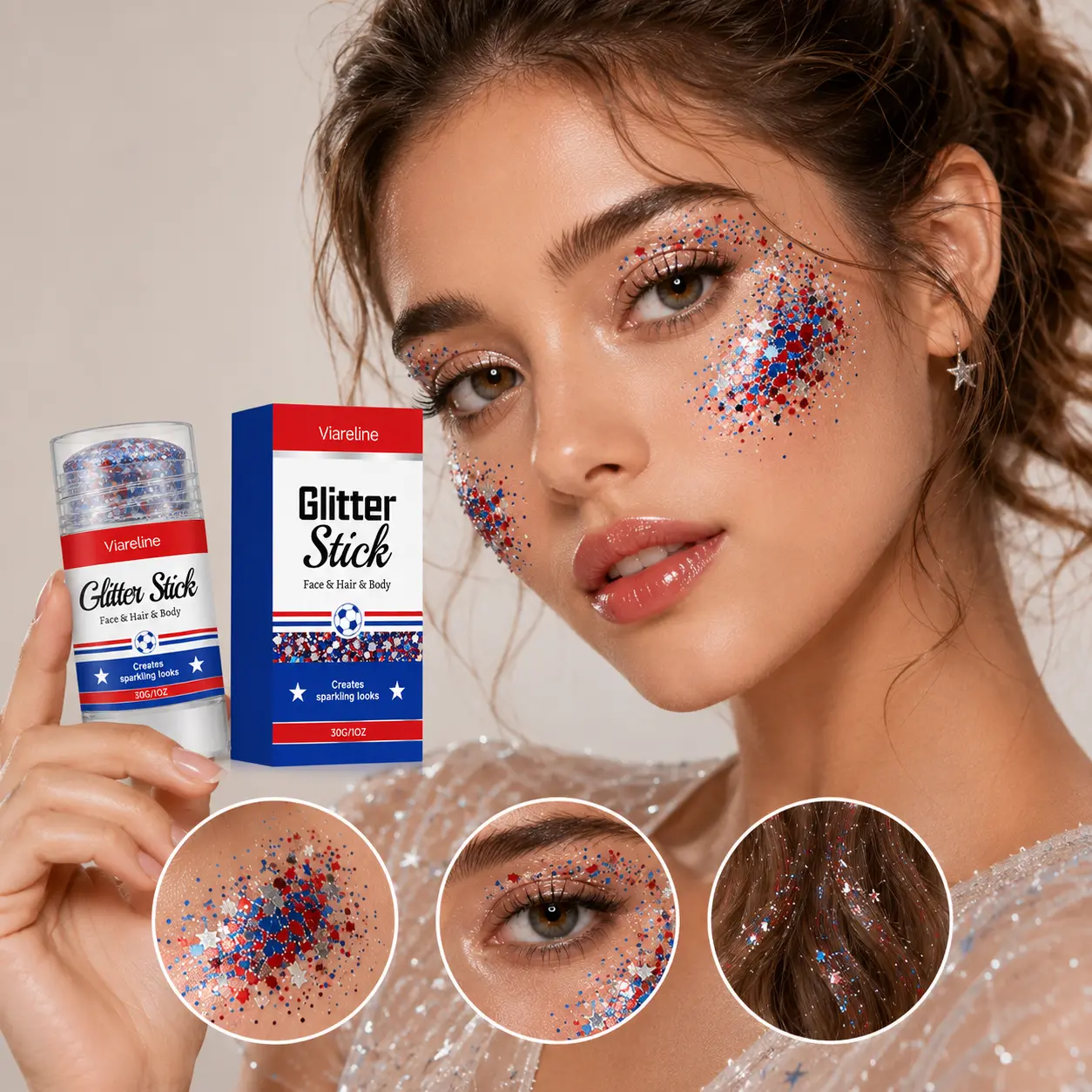 Multi-Use Glitter Stick for Face, Hair and Body with Chunky Holographic Sequins, Long-Lasting Radiant Shimmer Body Glitter for Festival, Rave and Party Makeup, Glitter Sparkle Makeup