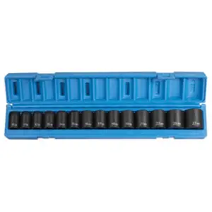 212 MAIN Grey Pneumatic 1412M Impact Sockets Set - 0.5 in. Drive, 14-Piece Standard Metric, Chrome-Mo Steel, High Torque, Enhanced Strength Socket Wrench Set for Cycling, Outdoor Recreation