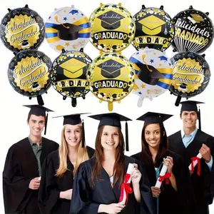 10pcs Graduation Season 17 Inch Round Balloons, Party Atmosphere Decorations, Indoor Photo Props, Graduation Ceremony Theme Balloons