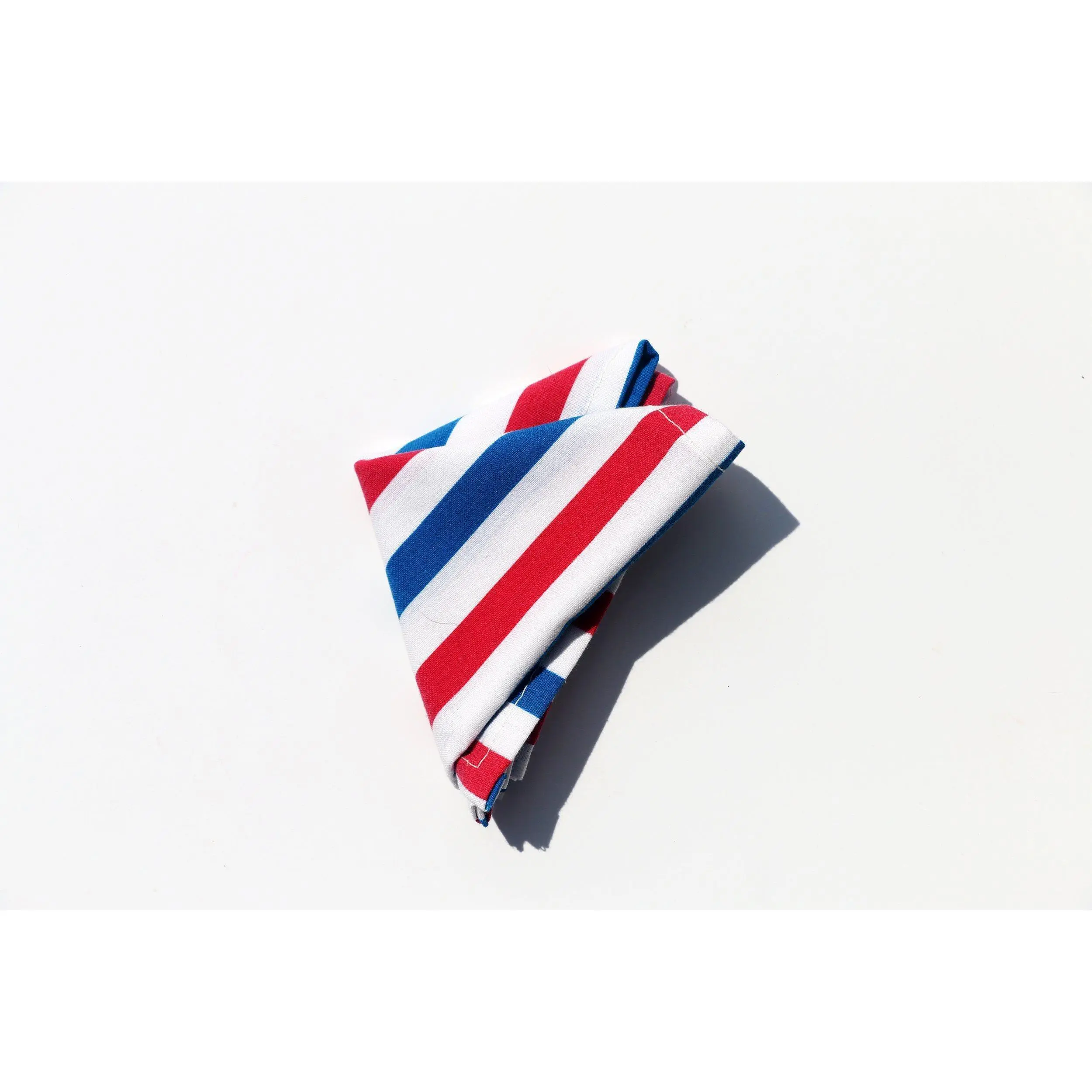 RED, WHITE AND BLUE STRIPED PRINT POCKET SQUARE HANDKERCHIEF