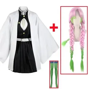 Anime Kanroji Mitsuri Cosplay Costume Kimetsu No Yaiba Game Full Set Adult Kids Wig Kimono Suit Party Women Uniform